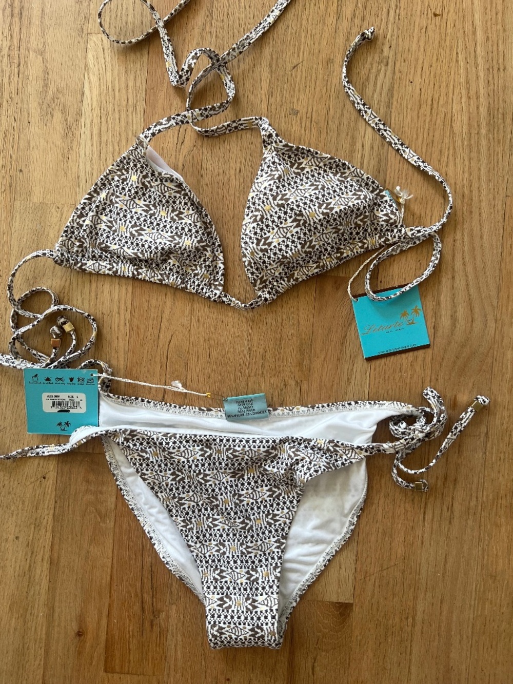 Letarte Maui Triangle Gold and Brown Bikini Set